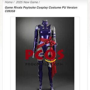 Psylocke Cosplay Costume XS with wig and size 7 shoes